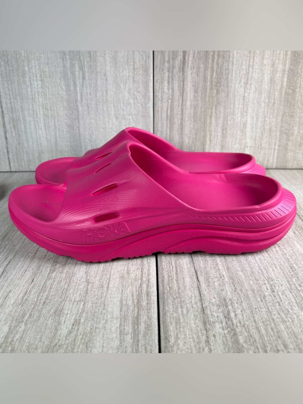 Hoka One One Ora Recovery Slide Bright Pink Comfort Sandals Shoes Men’s Size 12 - Picture 3 of 9